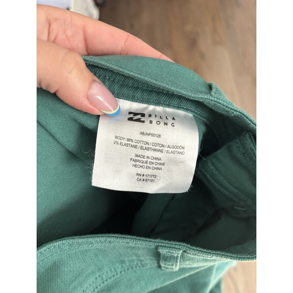 Billabong Free Fall High Waisted Wide Leg Raw Hem Twill Pants Green 27 - Picture 10 of 10
